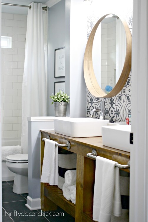 cement tile wall bathroom